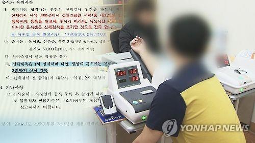 황당한 신체검사 규정(CG)[연합뉴스TV 제공]