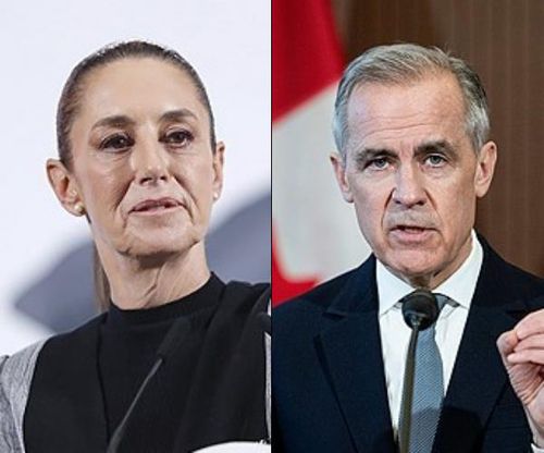 셰인바움 멕시코 대통령(좌)과 카니 캐나다 총리[EPA 연합뉴스 자료사진. 재판매 및 DB 금지]