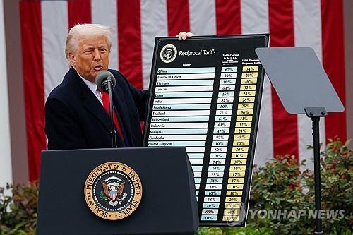 상호관세 발표하는 트럼프 미국 대통령[로이터=연합뉴스]