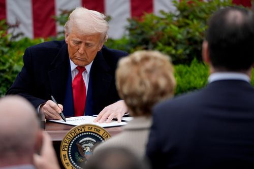 상호관세 발표날 도널드 트럼프 미국 대통령 [연합뉴스. 재판매 및 DB 금지]