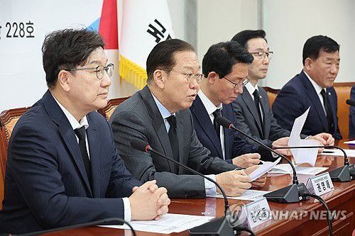 발언하는 권영세 비상대책위원장(서울=연합뉴스) 박동주 기자 = 27일 서울 여의도 국회에서 열린 국민의힘 산불재난대응 특별위원회 긴급회의에서 국민의힘 권영세 비상대책위원장이 발언하고 있다. 2025.3.27 pdj6635@yna.co.kr
