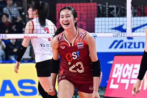 득점 후 기뻐하는 태국 여자배구 올스타팀의 나티마[한국배구연맹 제공. 재판매 및 DB 금지]
