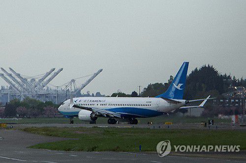 中샤먼항공에 인도예정이다가 관세전쟁 탓에 지난 19일 美시애틀로 돌아온 보잉기[시애틀 로이터=연합뉴스. 재판매 및 DB 금지]