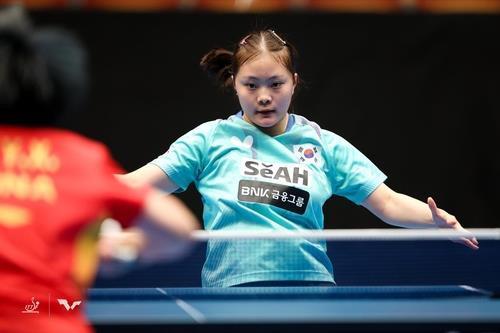 유예린의 작년 11월 세계청소년선수권 중국과 4강 장면 [ITTF 홈피 제공. 재판매 및 DB 금지]