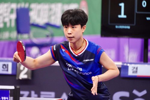 종별탁구선수권 여자단식 결승에 나선 주천희 경기 장면[촬영 이동칠]