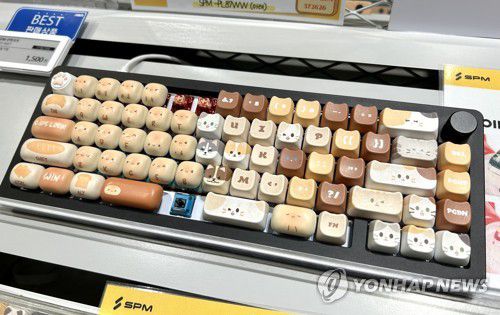 취향 가득 담긴 나만의 키보드(서울=연합뉴스) 김유진 인턴기자 = 지난 23일 오후 서울 용산구의 한 키보드 타건숍에 고양이, 식빵 모양의 키캡으로 디자인된 기계식 키보드가 전시돼 있다. 2025.4.26
