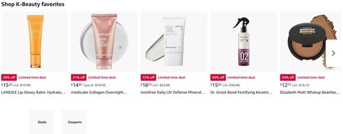 아마존(Amazon)의 한국 화장품 인기 제품 코너[아마존(Amazon) 웹사이트 캡처. 재판매 및 DB 금지]