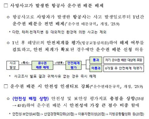 운수권 배분 정책 변경[국토부 제공. 재판매 및 DB 금지]