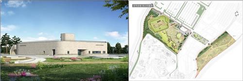 유적 전시관(왼쪽)과 유적 공원 조감도[강원도 제공.재판매 및 DB 금지]