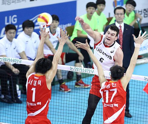 LIG손해보험에서 뛰었던 에드가(오른쪽)[한국배구연맹 제공. 재판매 및 DB 금지]