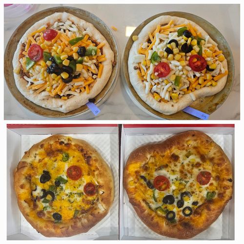 직접 만든 치즈크러스트 불고기 피자(굽기 전과 구운 뒤)[촬영 임성호]