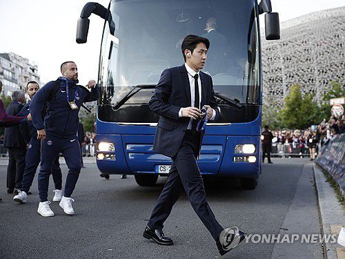 경기장에 도착한 PSG 이강인.[로이터=연합뉴스]