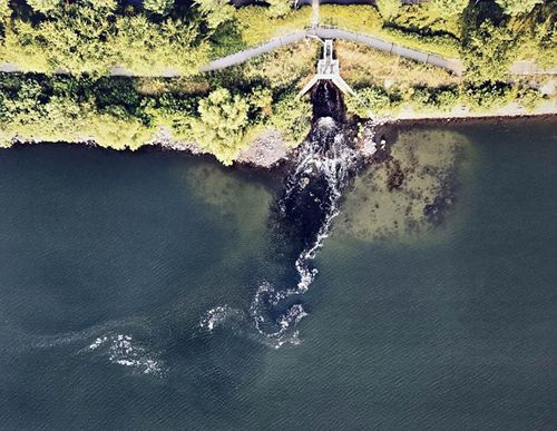 하수종말처리장에서 나오는 검은색 폐수[작가 제공.재판매 및 DB 금지]