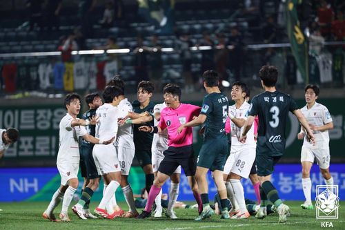 김포-포항전 경기 뒤 벤치 클리어링[대한축구협회 제공. 재판매 및 DB 금지]