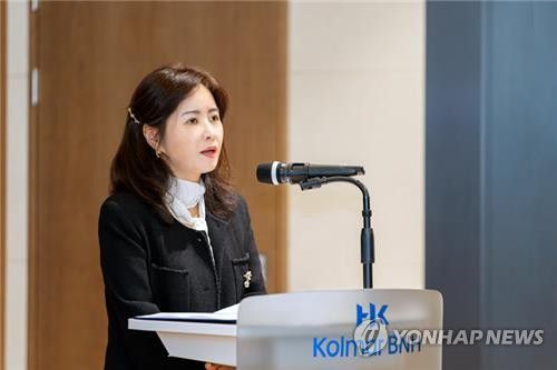 발언 중인 윤여원 콜마비앤에이치 대표[콜마비앤에이치 제공, 재판매 및 DB 금지]