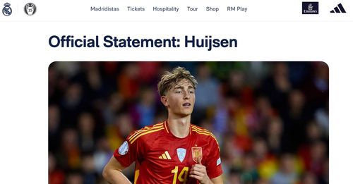 딘 하위선의 영입 소식을 전한 레알 마드리드[레알 마드리드 홈페이지 캡처. 재판매 및 DB 금지]