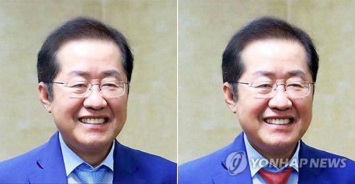 홍준표 SNS 사진 속 넥타이, 파란색에서 빨간색으로 변경(서울=연합뉴스) 홍준표 전 대구시장이 19일 페이스북 커버사진을 파란 넥타이를 착용한 사진(왼쪽)으로 게시했다가 4시간 뒤 빨간 넥타이 사진으로 변경했다.     당 대선 후보 경선에서 탈락한 뒤 탈당해 하와이로 향한 홍 전 시장은 이날 국민의힘 김문수 대선 후보 선거대책위원회 특사단을 만났다. 2025.5.19 [홍준표 페이스북 캡쳐. 재판매 및 DB 금지] photo@yna.co.kr