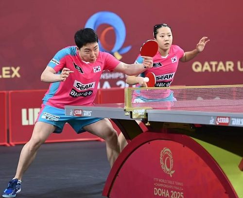 탁구 세계선수권 혼합복식에 나선 임종훈(왼쪽)과 신유빈[대한탁구협회 제공. 재판매 및 DB 금지]
