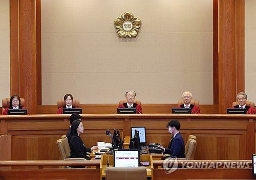 손준성 탄핵 심판 열린 헌법재판소(서울=연합뉴스) 서명곤 기자 = 20일 서울 종로구 헌법재판소 대심판정에서 손준성 대구고검 차장검사(검사장) 탄핵심판 2차 변론이 열리고 있다. 2025.5.20 seephoto@yna.co.kr