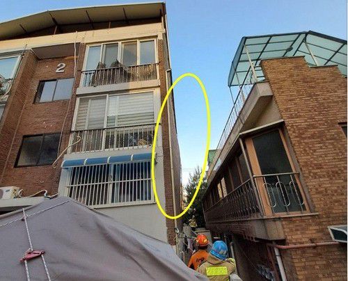 부푼 외벽[경기소방재난본부 제공. 재판매 및 DB 금지]