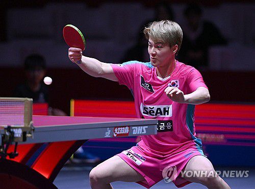 세계탁구선수권 남자단식에 나선 안재현의 경기 장면 [대한탁구협회 제공. 재판매 및 DB 금지]