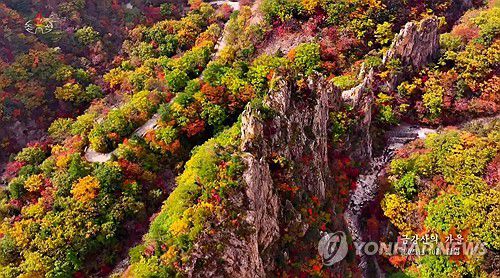 북한TV, 금강산 가을단풍 소개(서울=연합뉴스) 북한 조선중앙TV는 10월 중순 촬영한 금강산 10대 경관의 하나인 가을 단풍 모습을 20일 보도했다. [조선중앙TV 화면] 2023.10.20      [국내에서만 사용가능. 재배포 금지. For Use Only in the Republic of Korea. No Redistribution]   nkphoto@yna.co.kr