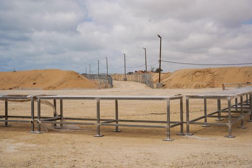 가자지구에 설치된 GHF 구호품 배급소[이스라엘군 제공. 재판매 및 DB 금지]