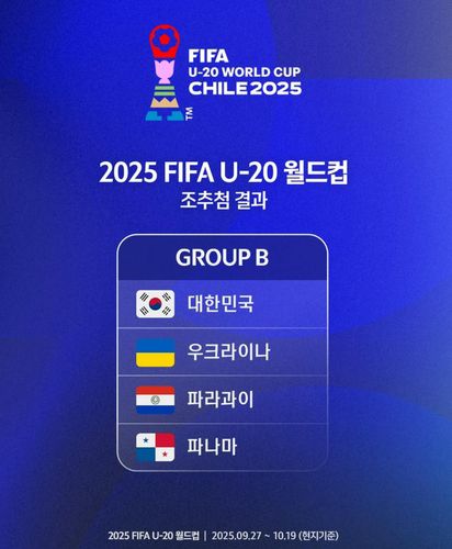 2025 FIFA U-20 월드컵 조 추첨 결과[대한축구협회 SNS 캡처. 재판매 및 DB 금지]