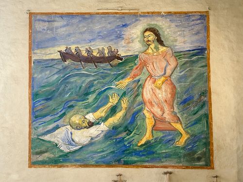 헤르베르트 뵈클(1894∼1966)의 1928년 작품 '갈릴리 바다에서 물에 빠진 베드로를 구하는 예수' [사진/권혁창 기자]