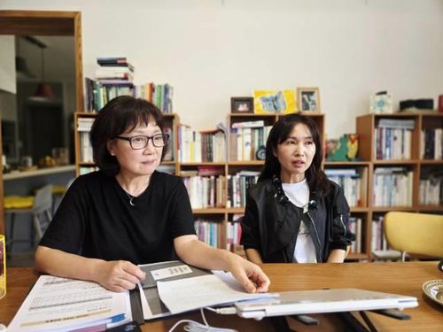 연합뉴스와 인터뷰 중인 권희정 소장(왼쪽)과 배진시 대표(오른쪽)[윤근영 기자 촬영]