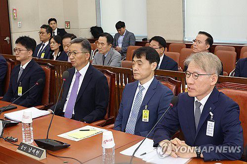 답변하는 조병노 경무관(서울=연합뉴스) 김주성 기자 = 20일 오전 국회에서 열린 행정안전위원회의 '세관 연루 마약 밀반입 사건 수사 외압 의혹 청문회'에서 증인으로 출석한 조병노 전북경찰청 자치경찰부장(경무관)이 신문에 답하고 있다. 2024.8.20 utzza@yna.co.kr