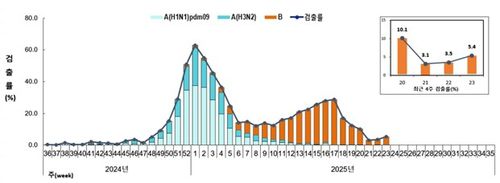 인플루엔자 바이러스 검출률[질병관리청 제공]