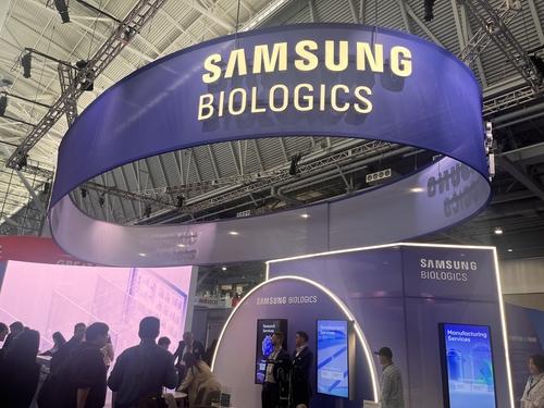 2025 바이오 USA에 설치된 삼성바이오로직스 부스(보스턴=연합뉴스) 유한주 기자 = 16일(현지시간) 2025 바이오 USA에 설치된 삼성바이오로직스 부스. 2025.6.16 hanju@yna.co.kr