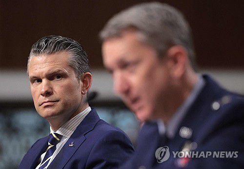 미국 헤그세스 국방부 장관과 케인 합참의장[AFP 연합뉴스 자료사진. 재판매 및 DB 금지]
