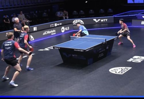 임종훈-안재현 조와 르브렁 형제의 남자복식 결승 경기 장면[ITTF 홈피 영상 캡처. 재판매 및 DB 금지]