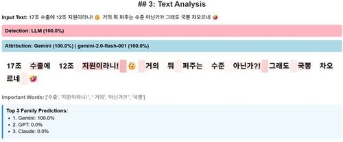 AI 생성 댓글 탐지 예시 [KAIST 제공. 재판매 및 DB 금지]