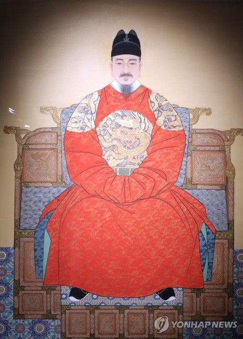 세종대왕 표준 영정 (여주=연합뉴스) 조보희 기자 = 세종대왕 표준 영정. 운보 김기창이 그렸다. 세종대왕역사문화관 전시품. 2021.1.12