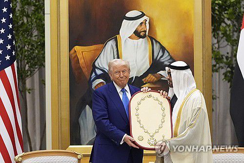 도널드 트럼프 미국 대통령(좌측)과 무함마드 빈 자예드 알 나흐얀 UAE 대통령(우측)[AP 연합뉴스 자료사진]