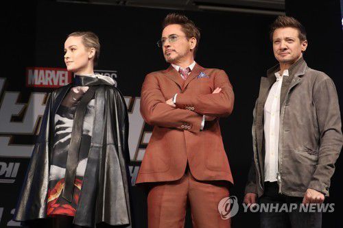 2019년 4월 영화 '어벤져스: 엔드게임' 내한 기자간담회에 참석한 배우들 [연합뉴스 자료사진. 재판매 및 DB금지]