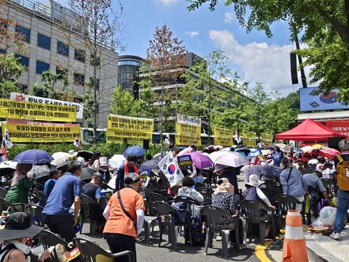 윤석열 전 대통령 지지 집회 모인 지지자들[촬영 정윤주]