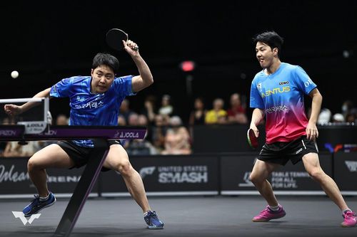 WTT 미국 스매시 경기에 나선 임종훈(왼쪽)과 안재현[WTT 인스타그램 캡처. 재판매 및 DB 금지]