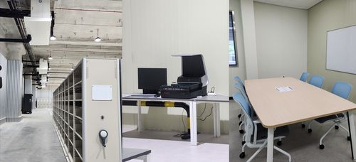 고양 물류센터에 마련된 입양기록물 임시서고(고양=연합뉴스) 김다혜 기자 = 23일 아동권리보장원의 입양기록물 임시 서고에 마련된 서가(왼쪽부터), 스캔실, 상담실. 2025.7.23