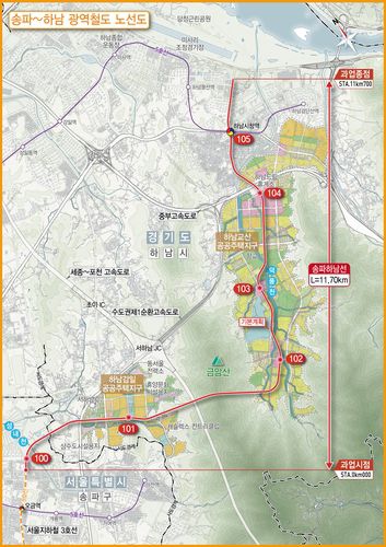 송파하남선 노선도[경기도 제공. 재판매 및 DB 금지]