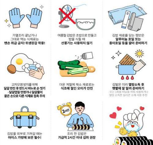 식중독 예방을 위한 위생적인 김밥 조리 요령 안내[식품의약품안전처 제공. 재판매 및 DB 금지]