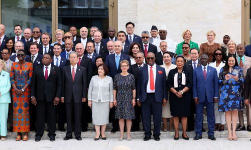 세계국회의장회의에서 단체사진을 촬영하고 있는 우원식 국회의장[국회 제공. 재판매 및 DB금지]