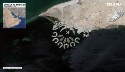 블루본으로 촬영한 바레인 패스포트 섬[텔레픽스 제공. 재판매 및 DB 금지]