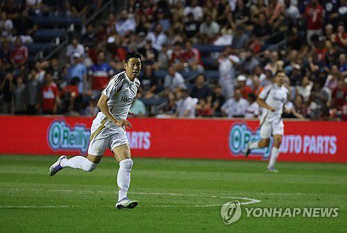 시카고 원정경기에서 교체로 출전해 MLS 데뷔전을 치른 LAFC 손흥민.[Talia Sprague-Imagn Images=연합뉴스]