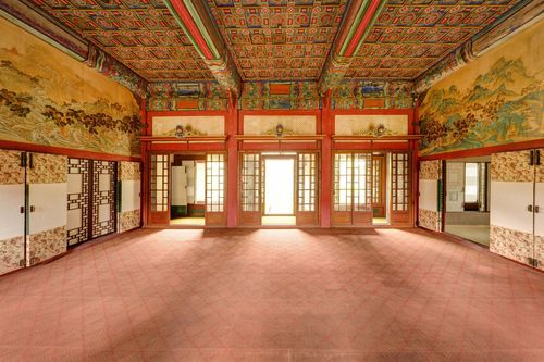 창덕궁 경훈각 내부 모습 대청 동쪽 벽 그림이 '조일선관도', 서쪽 벽의 '삼선관파도' [국립고궁박물관 제공. 재판매 및 DB 금지]