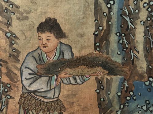 연잎과 거북을 든 동자     (서울=연합뉴스) 김예나 기자 = 13일 서울 종로구 국립고궁박물관에서 열린 개관 20주년 기념 특별전 '창덕궁의 근사(謹寫)한 벽화'에서 공개된 노수현의 '조일선관도' 모습. 2025.8.13     yes@yna.co.kr