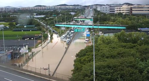 침수된 김포시 고촌읍 도로[독자 제공. 재판매 및 DB 금지]
